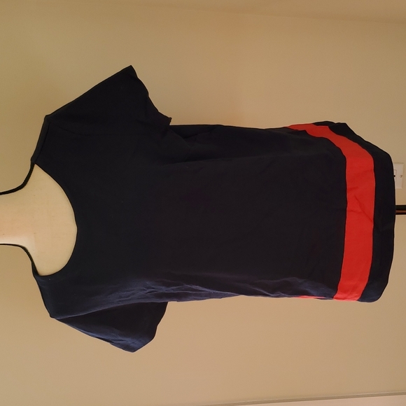 1901 Navy Short Sleeve T-shirt with a Grograin Red Stripe at the hem - Picture 1 of 7